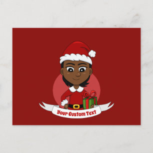 Carte Postale Fille de Noël afro-américaine aux cheveux courts