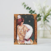 Carte Postale Fille de Noël Flapper dans une robe dorée pailleté (Debout devant)