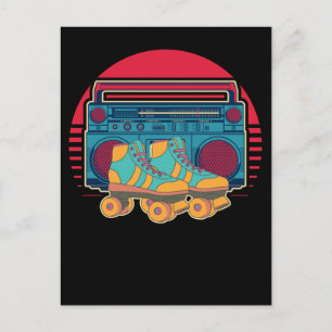 Carte Postale Fille de patin à roulettes disco vintage 80