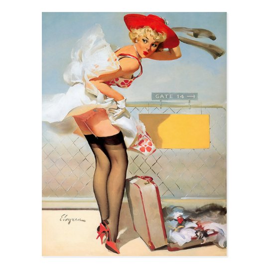 Carte Postale Fille de pin-up d'accidents de bagage
