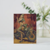 CARTE POSTALE FILLE DE PIN-UP ET MOTO (Debout devant)