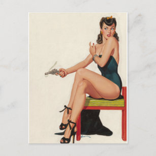 Carte Postale Fille de Satan 1948 Pin Up Art