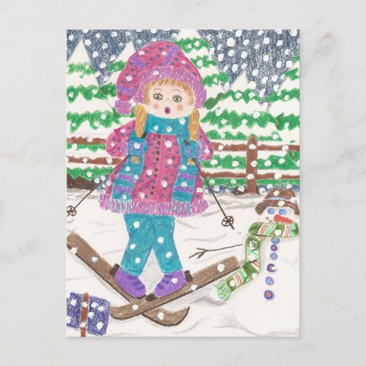 Carte Postale fille de ski (Devant)