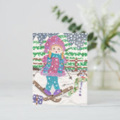 Carte Postale fille de ski (Debout devant)