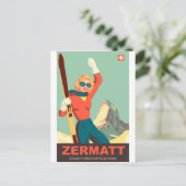 Carte Postale Fille de ski de Zermatt, Suisse (Debout devant)