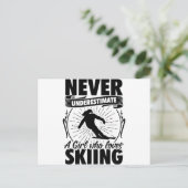 Carte Postale Fille de ski | Ski Skieurs Cadeaux d'hiver (Debout devant)