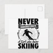 Carte Postale Fille de ski | Ski Skieurs Cadeaux d'hiver (Devant / Derrière)