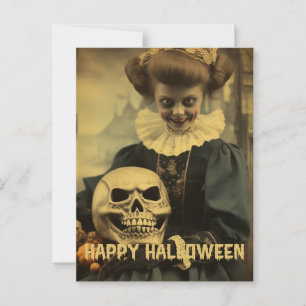 Carte Postale Fille de sorcière méchante mignonne d'Halloween en