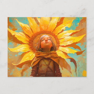 Carte Postale Fille de tournesol
