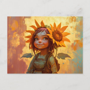 Carte Postale Fille de tournesol