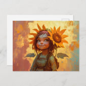 Carte Postale Fille de tournesol (Devant / Derrière)