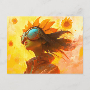 Carte Postale Fille de tournesol