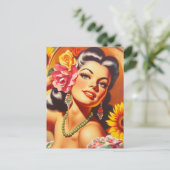 Carte Postale Fille de tournesol vintage (Debout devant)