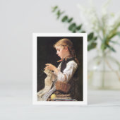 Carte Postale Fille de tricot de Strickendes Mädchen (Debout devant)