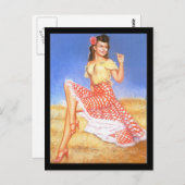 Carte postale fille des années 50 (Devant / Derrière)