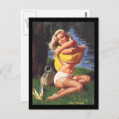 Carte postale fille des années 50 (Devant / Derrière)