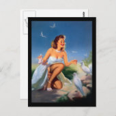 Carte postale fille des années 50 (Devant / Derrière)