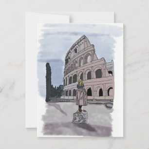 Carte Postale Fille devant le Colisée.