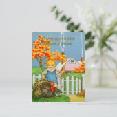 Carte Postale Fille & Dinde (Debout devant)
