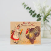 Carte Postale Fille & Dinde (Debout devant)