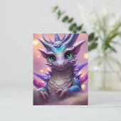 Carte Postale Fille Dragon Bleu  (Debout devant)