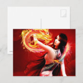 Carte Postale Fille Dragon Feu (Devant / Derrière)