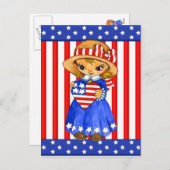 Carte postale fille du 4 juillet (Devant / Derrière)