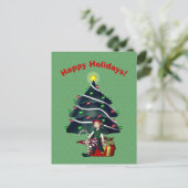 Carte postale Fille Elf Christmas Tree (Debout devant)