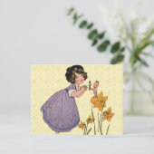Carte Postale Fille Elf Fairy Daffodil Antique Pâques (Debout devant)