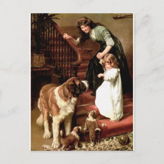 Carte Postale fille Elsley de mère de chien de chiots de St (Devant)