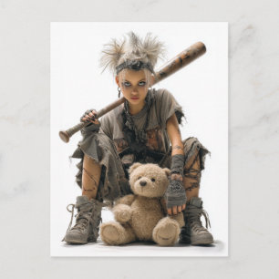 Carte Postale Fille Emo Punk dans un style post-apocalyptique