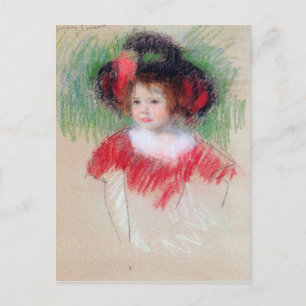Carte Postale Fille en Big Bonnett et robe rouge, Mary Cassatt