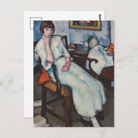Carte Postale Fille en blanc | Samuel John Peploe (Devant / Derrière)
