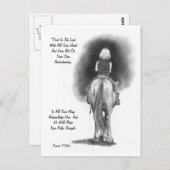 Carte Postale Fille En Cheval, Crayon Art : Verset Bible : Prove (Devant / Derrière)