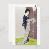 Carte Postale Fille en costume d'été, Goyō Hashiguchi (Devant / Derrière)