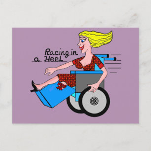 Carte Postale Fille en haut talon fauteuil roulant Amputé