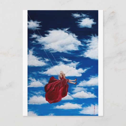 Carte Postale Fille en mouvement dans les nuages (Devant)