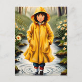 Carte Postale Fille en Raincoat jaune (Devant)
