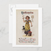 Carte Postale Fille en robe de chat noire avec chat noir (Devant / Derrière)