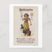 Carte Postale Fille en robe de chat noire avec chat noir (Devant)