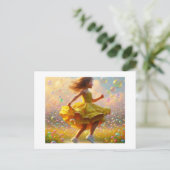 Carte Postale Fille en robe jaune, (Debout devant)