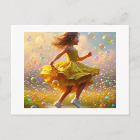 Carte Postale Fille en robe jaune, (Devant)