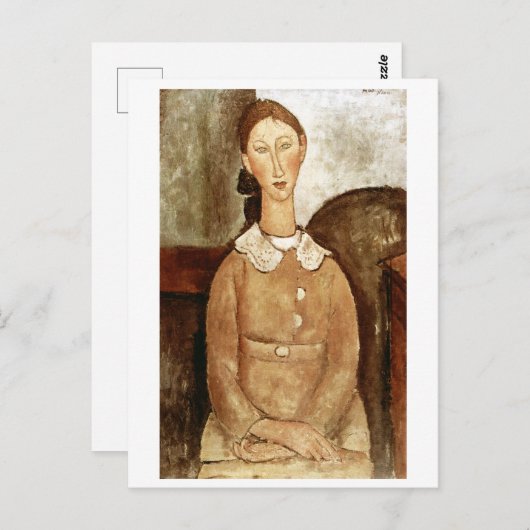 Carte Postale Fille en robe jaune, Modigliani (Devant / Derrière)