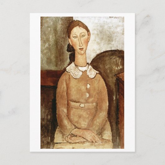 Carte Postale Fille en robe jaune, Modigliani (Devant)