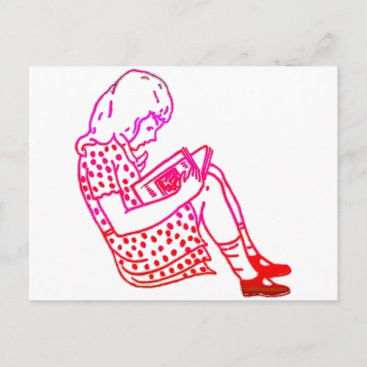Carte Postale Fille en robe, lecture (Devant)