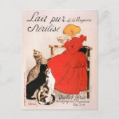 Carte Postale Fille en Robe Rouge Boire Lait Steinlen Poster (Devant)