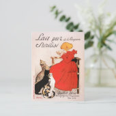Carte Postale Fille en Robe Rouge Boire Lait Steinlen Poster (Debout devant)