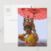 CARTE POSTALE - Fille en robe traditionnelle (Devant / Derrière)