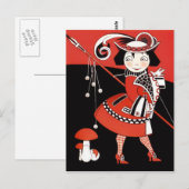 Carte Postale Fille en rouge (Devant / Derrière)