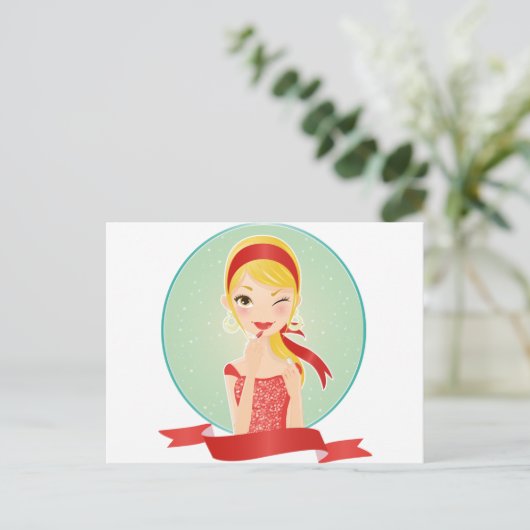 Carte Postale Fille en rouge (Debout devant)